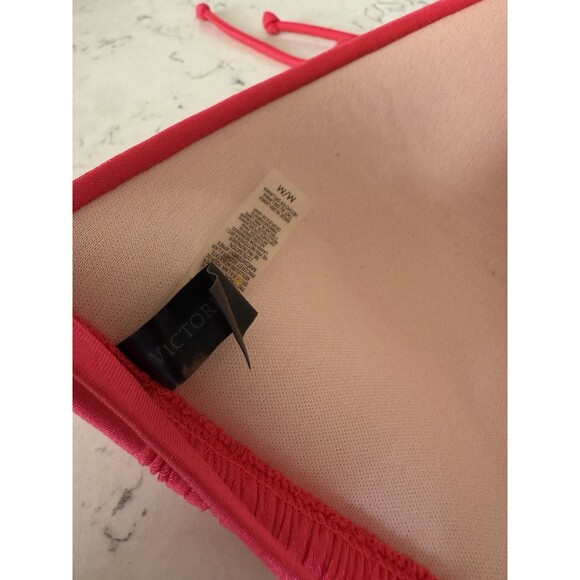 Victorias Secret Coral  Red w/ Gold Rings Push Up Swim Bikini Top Size M Y2K - Picture 4 of 4